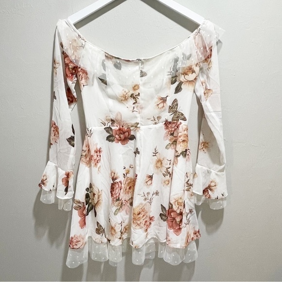 MAJORELLE REVOLVE Women’s SCOUT Bell Sleeve Dress WHITE ZINNIA Tulle Details S - Picture 3 of 7